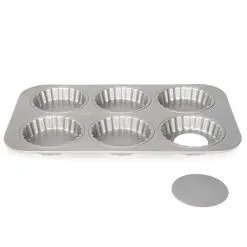Tærteforme Patisse Silvertop – Tærteform 6 Stk. M/løs Bund – Ø10 Cm.